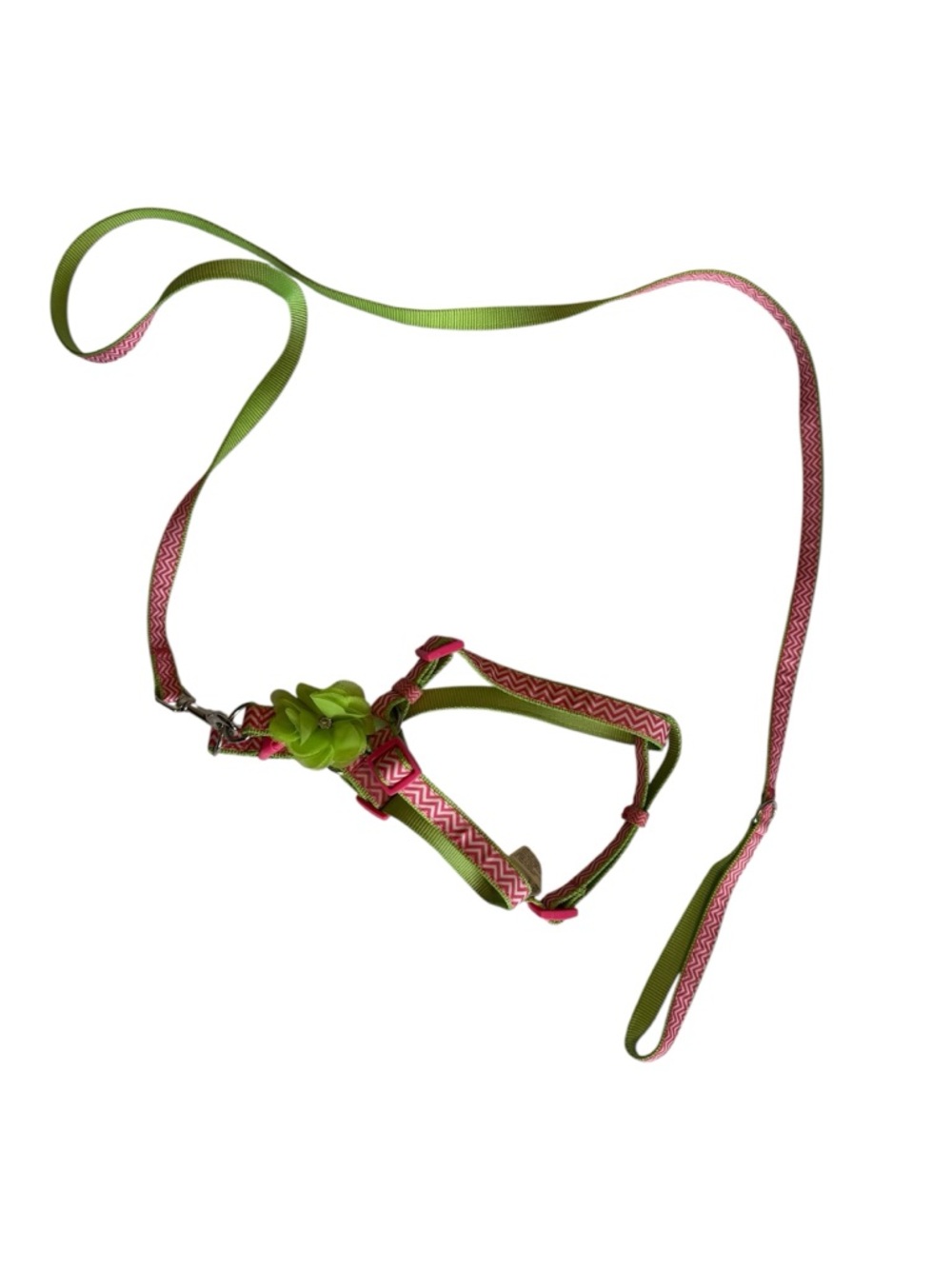 Martha Stewart Pets Pink & Green Chevron Dog Harness & 6ft Leash Set, Adjustable